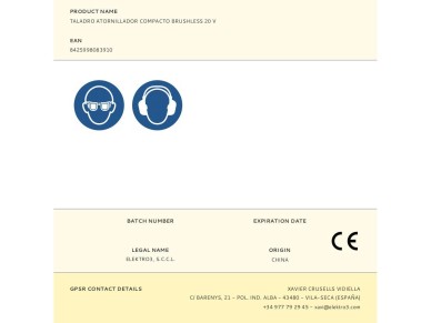 Taladro atornillador compacto brushless 20 v