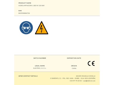 Hidrolimpiadora 1.800 w 150 bar