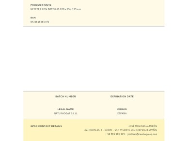 Neceser con botellas 200 x 65 x 135 mm