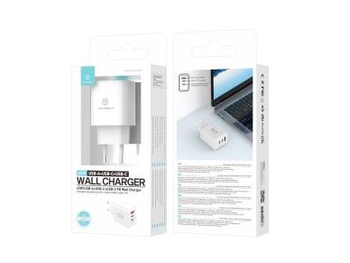 Techancy Carregador USB-A+USB-C+USB-C TA2821, 45W PD, SaIda M�ltipla, Design Portatil, CompatIvel co