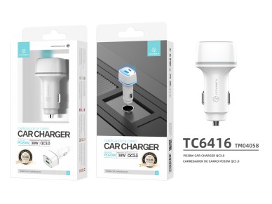 Techancy Carregador De Autom�vel 38w  TC6416, Carregamento R�pido Pd3.0+Qc3.0, Compat�vel Com Cami�e