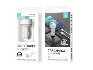 Techancy Carregador De Autom�vel 38w  TC6404, Carregamento R�pido Pd3.0+Qc3.0, Conjunto De Cabos Usb