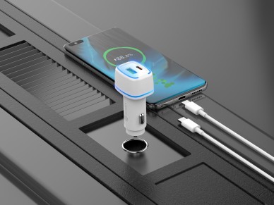 Techancy Carregador De Autom�vel 38w  TC6405, Carregamento R�pido Pd3.0+Qc3.0, Conjunto De Cabos Usb