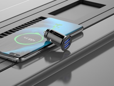 Techancy Carregador De Autom�vel Mini  TC6417, Carregamento 2usb 2.4A, Compat�vel Com Cami�es E Auto