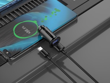 Techancy Carregador De Autom�vel Mini  TC6407, Carregamento 2usb 2.4A, Conjunto De Cabos De Dados Us