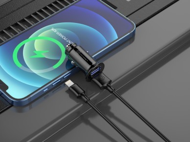 Techancy Carregador De Autom�vel Mini  TC6408, Carregamento 2usb 2.4A, Kit De Dados Com Cabo Usb-Lig