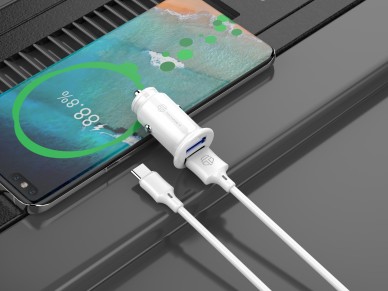 Techancy Carregador De Autom�vel Mini  TC6407, Carregamento 2usb 2.4A, Conjunto De Cabos De Dados Us