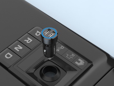 Techancy Carregador de Carro 2USB 2.4A TC6412 , Carregamento R�pido, Identifica��o Inteligente, Prot