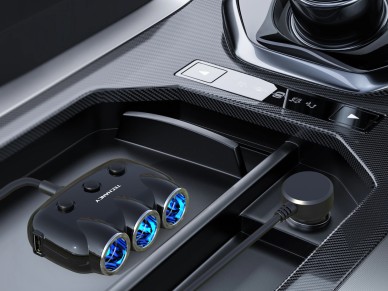 Techancy Carregador De Autom�vel 3 Em 1 Preto TC6413, Entrada 12-24v, Sa�da 10-12a 120w, Parceiro El