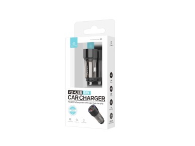 Techancy Carregador Para Autom�vel 51w  TC6432, Duas Portas Usb-A+Usb-C, Carrega V�rios Dispositivos