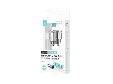 Techancy Mini Carregador TC6426, 33W, USB-A+USB-C, com Cabo USB-C para USB-C de 1m, Liga de AlumInio