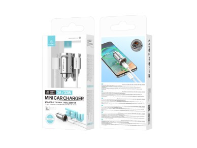Techancy Mini Carregador TC6426, 33W, USB-A+USB-C, com Cabo USB-C para USB-C de 1m, Liga de AlumInio