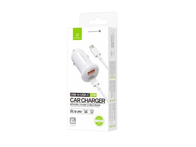 Cargador Techancy TC6428 de 30 W, cable USB-C, carga r�pida, protecci�n m�ltiple, compatible con veh