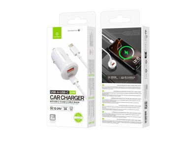 Cargador Techancy TC6428 de 30 W, cable USB-C, carga r�pida, protecci�n m�ltiple, compatible con veh