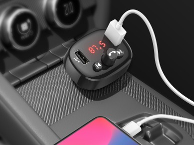 Transmisor FM para coche Techancy TE0864, color negro, 3,1 A, 2 puertos USB, reproductor MP3, compat