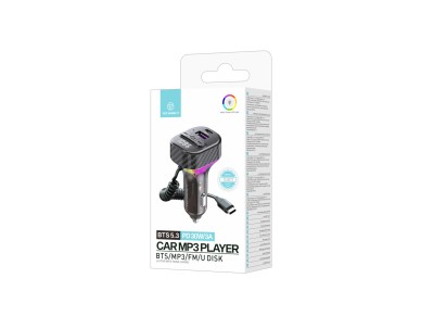 Reproductor MP3 para coche Techancy TE0872, carga rápida PD de 30 W, Bluetooth 5.3, luces LED d