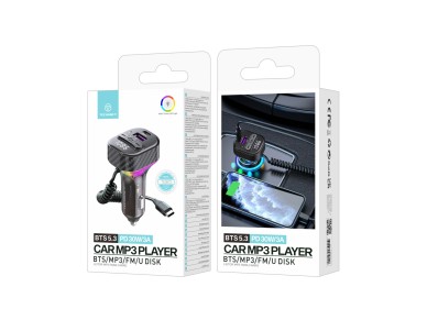 Reproductor MP3 para coche Techancy TE0872, carga rápida PD de 30 W, Bluetooth 5.3, luces LED d
