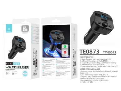 Reproductor MP3 para coche Techancy TE0873, doble puerto USB 3.1A, FM, disco U, tarjeta TF, compatib