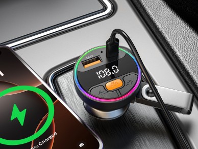 Reproductor MP3 para coche Techancy TE0874, PD30W+QC3.0, luz de 7 colores, FM 87,5-108 MHz, disco U,