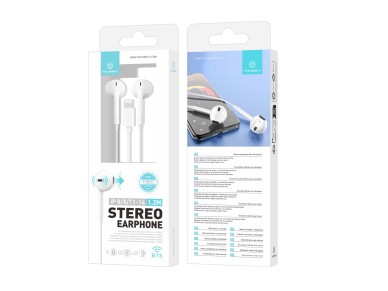 Auriculares estéreo Techancy TD8034 para iPhone 8/X/11-14, blancos, con micrófono, graves 
