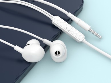 Techancy Auricular Com Fios De 3,5 Mm Branco TD8040, Auricular Com Fun��o De Microfone, Compat�vel C