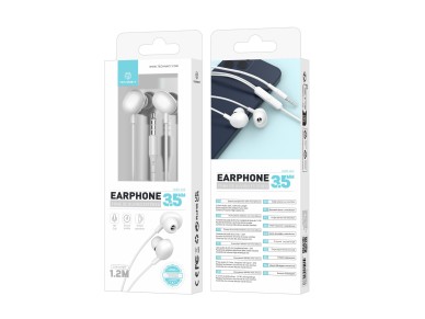 Techancy Auricular Com Fios De 3,5 Mm Branco TD8040, Auricular Com Fun��o De Microfone, Compat�vel C