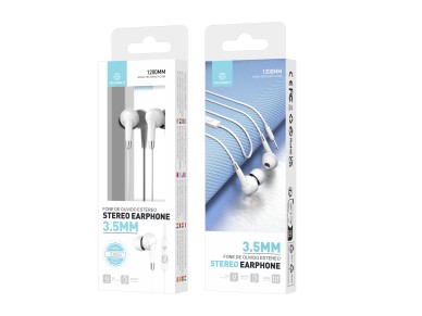 Techancy Auscultadores Intra-Auriculares Com Fios Brancos 1,2 M TD8056, Tomada De 3,5 Mm Compat�vel 