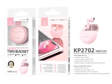 Techancy Auscultadores Sem Fios Pink  KP2702, Liga��o Est�reo Sem Fios De 10 M, Reprodu��o De M�sica