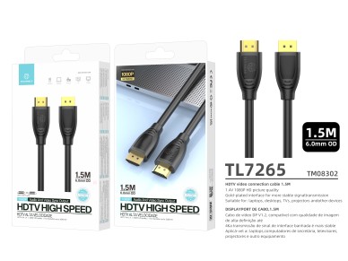 Techancy High Speed HDTV Cable TL7265, 1.5m, 1080p HD Screen for Televisions, Computers, Projectors 