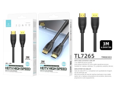 Techancy High Speed HDTV Cable TL7265, 3m, 1080p HD Screen for Televisions, Computers, Projectors an
