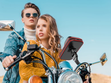 Soporte para teléfono de motocicleta Techancy con función impermeable Negro + Rojo Ti2261,