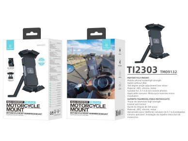Soporte para teléfono para motocicleta Techancy Ti2303, de 4,7 a 6,8 pulgadas, para espejo retr