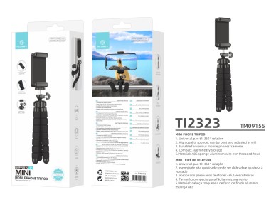 Techancy Mini Trip� Preto Ti2323 Com Pernas Dobr�veis, Incl. Cabe�a Esf�rica, Rota��o De 360� Para C