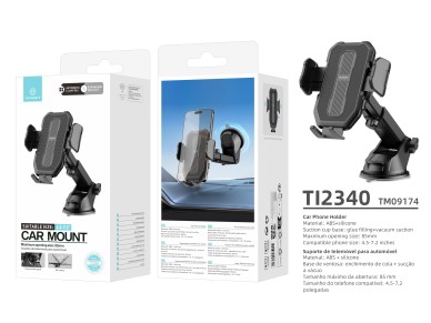 Techancy suporte de telemovel para carro TI2340 Base de suc��o Compativel com 4.5-7.2 pol Preto