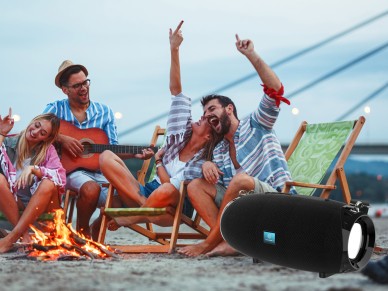 Techancy Altifalante Sem Fios Preto TH2631, Com Bateria Incorporada De 5W*2 Altifalantes, Suporta En