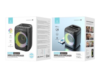 Techancy Altifalante Bluetooth Sem Fios TH2635, 5 W/4 Polegadas, Som Estéreo Tws, Ritmo De Luz Led, Techancy Altifalante Bluetooth Sem Fios TH2635, 5 W/4 Polegadas, Som Estéreo Tws, Ritmo De Luz Led,