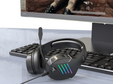 Techancy Auscultadores Est�reo Para Jogos  TH5230, Interface 3,5 Mm+Usb Para Pc, Revestimento Em Pel