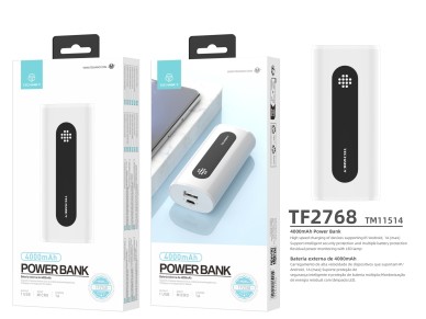 Techancy 4000mah Power Bank White TF2768, 1A Compatible Mobile Phone/Tablet Charging, Portable Power