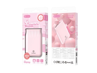 Techancy 6500mah Power Bank Pink TF2772, Mobile Phone/Tablet Charging Compatible with 2A, Portable P
