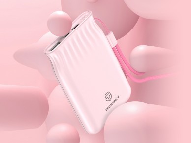 Techancy 6500mah Power Bank Pink TF2772, Mobile Phone/Tablet Charging Compatible with 2A, Portable P