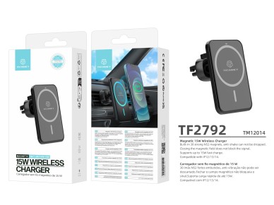 Techancy Carregador Magnético Sem Fios TF2792, 15w, Preto, Compatível Com Iphone 12 E Superiores, Co Techancy Carregador Magnético Sem Fios TF2792, 15w, Preto, Compatível Com Iphone 12 E Superiores, Co