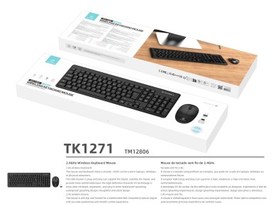 Kit de teclado y ratón inalámbricos Techancy 2.4g negro TK1271, teclas en portugués e