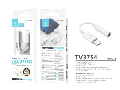 Techancy TV3754 Audio Converter, Plug And Play, Compatible With IP8/X/11-/14, 3.5mm Stereo Headphone