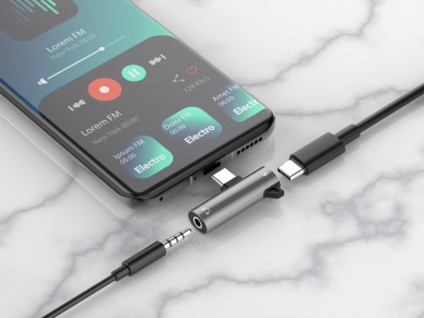 Techancy TV3756 Type-C Adapter, Type C to 3.5mm, Music + Charging 2 in 1, Compatible with Digital Si