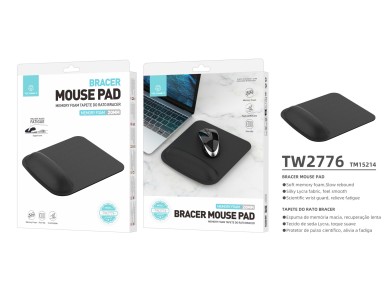 Techancy Tapete de Rato Preto TW2776, espuma de mem�ria 20mm, apoio ergon�mico para pulso, conforto 