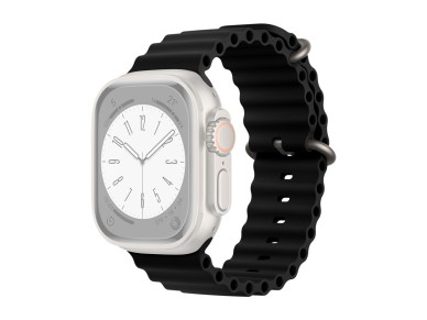 Techancy Black Silicone Strap KC2122, Compatible with Apple Watch 38mm/40mm/41mm, Soft Silicone Mate