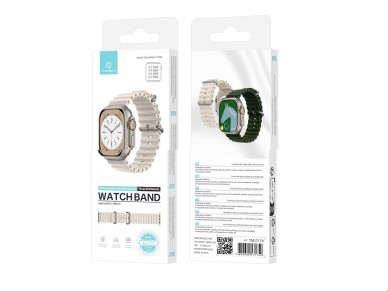 Techancy White Silicone Strap KC2122, Compatible with Apple Watch 42mm/44mm/45mm/49mm, Soft Silicone