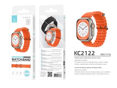 Techancy Orange Silicone Strap KC2122, Compatible with Apple Watch 42mm/44mm/45mm/49mm, Soft Silicon