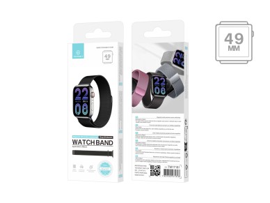 Techancy Black Magnetic Metal Band KC2123, Replacement Band, Compatible with Apple Watch Series: 49m