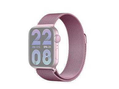 Techancy Pink Magnetic Metal Band KC2123, Replacement Band, Compatible with Apple Watch Series: 49mm
